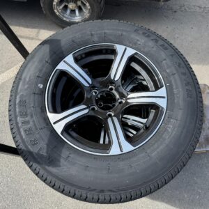 Aluminum Trailer Wheel Combo 5 Lug 205/75/15 Tire Set of 4 - AM04 Black/Machined