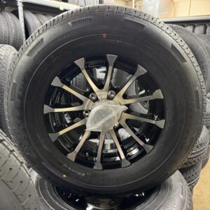 Aluminum Trailer Wheel Combo 6 Lug 225/75/15 Tire Set of 4 - Avalanche Black/Machined